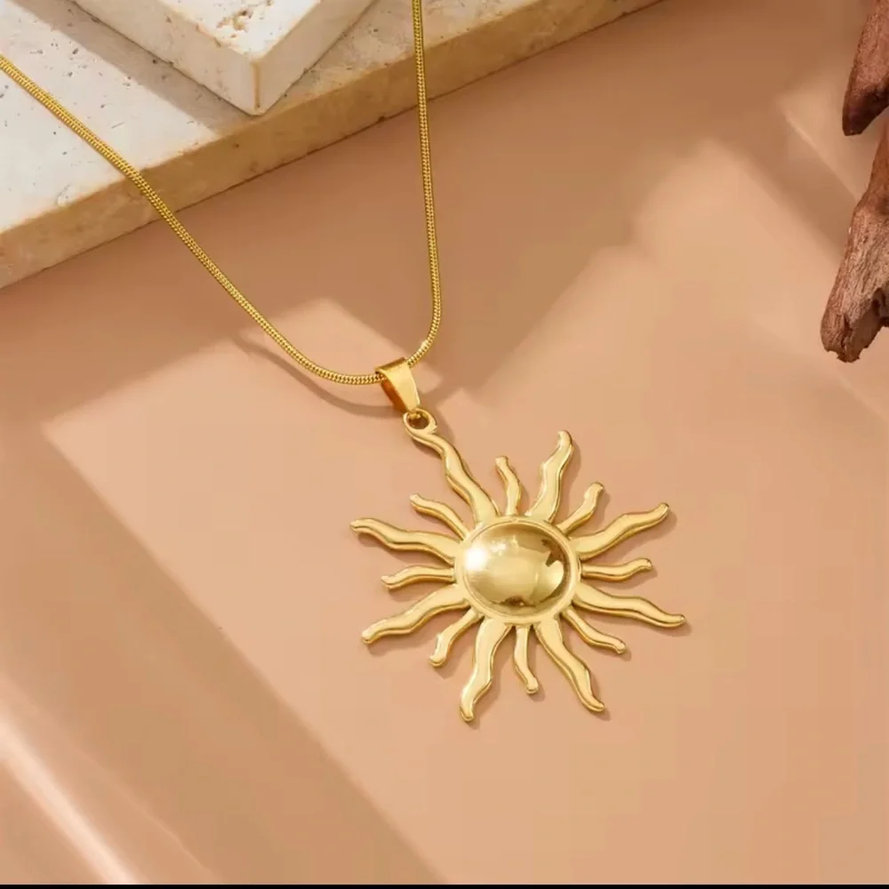 New Stainless Steel 18K GOLD SUN Necklace